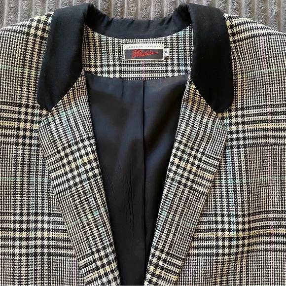 Vintage Morgan Taylor Blazer! Plaid padded jacket w/ pockets. Sz: 14 - Picture 2 of 16